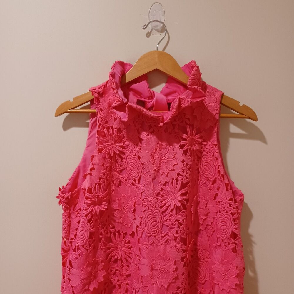 Tuckernuck Guipure Lace Blythe Sleeveless Floral Dress Pink Size L Preppy Party - Picture 4 of 10